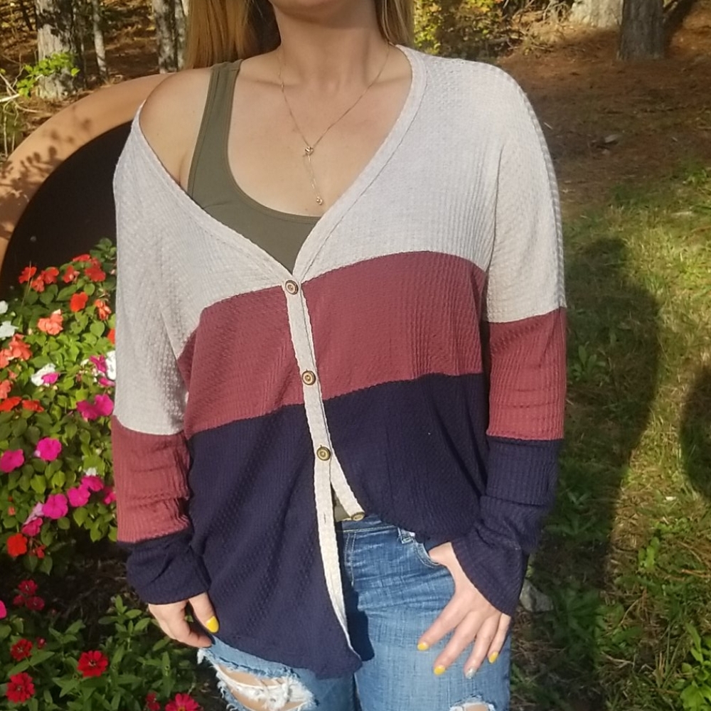 7th Ray ColorBlock Cardigan